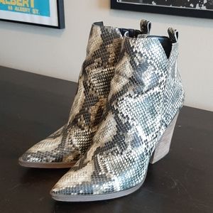 GUESS Faux Snake Skin Heeled Booties